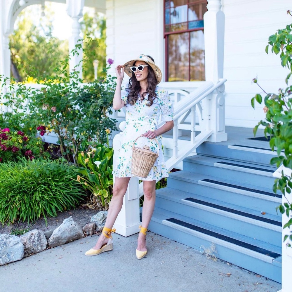 Draper James White Eyelet Wrap Dress